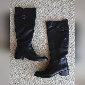 Sesto Meucci Black Leather Knee-High Riding Boots size 37.5